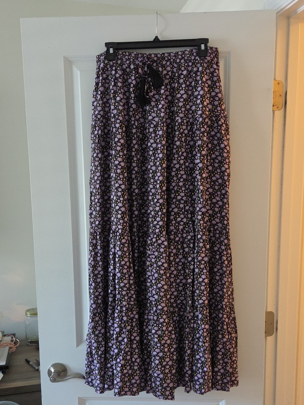 Floral Maxi Skirt in Lavender and Black Maternity